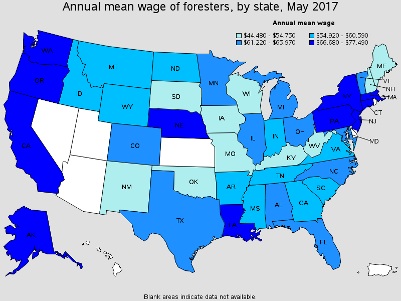 Annual Mean Wage Of Foresters By State 2017