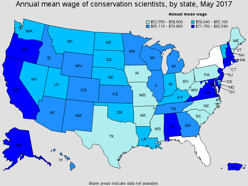 Annual Mean Wage Of Conservation Scientists By State 2017